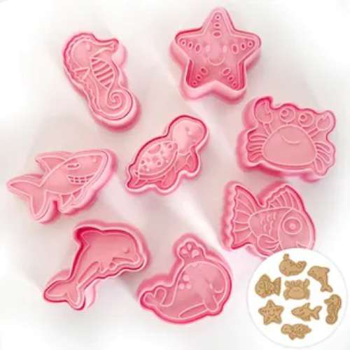 Sea Animals Cookie Cutters and impression Stamps - set of 8